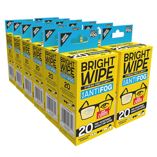 Brightwipe Anti Fog Wipes & Lens Cleaner - 20pcs - 12pc Pack
