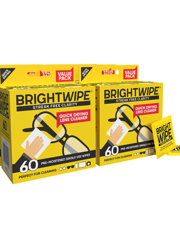 Brightwipe - 60pcs Lens Cleaner Wipes - (6pc Counter Stand)