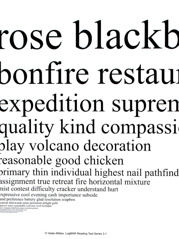 Veale-Allblax LogMAR Reading Card