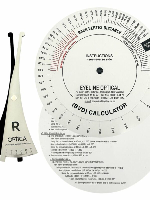 Back Vertex Distance (BVD) Calliper and calculator Set